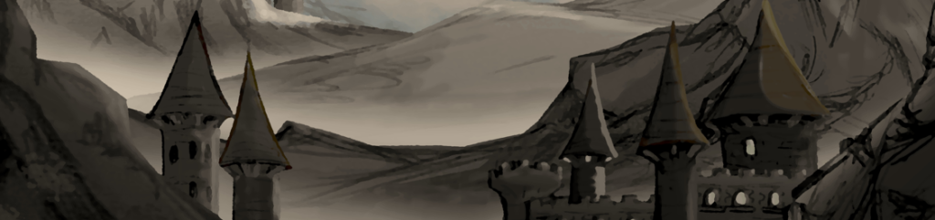 Towers peek out from a misty mountain valley. (Artwork)